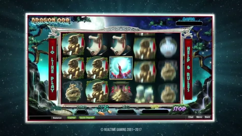 Dragon slot machine with orbs in the sky