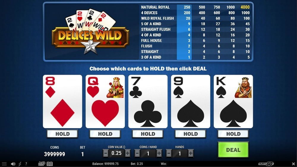 Deuces Wild Video Poker Strategy