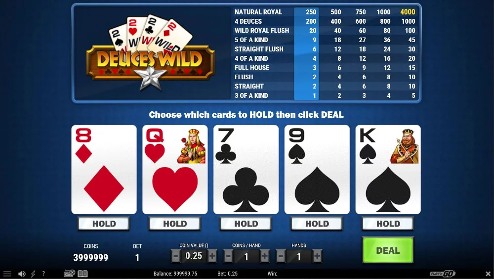 deuces wild video poker strategy