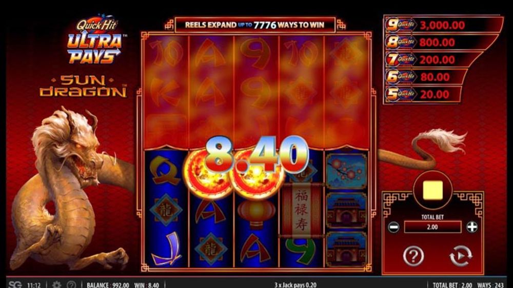 quick hit ultra pays sun dragon slot by bally