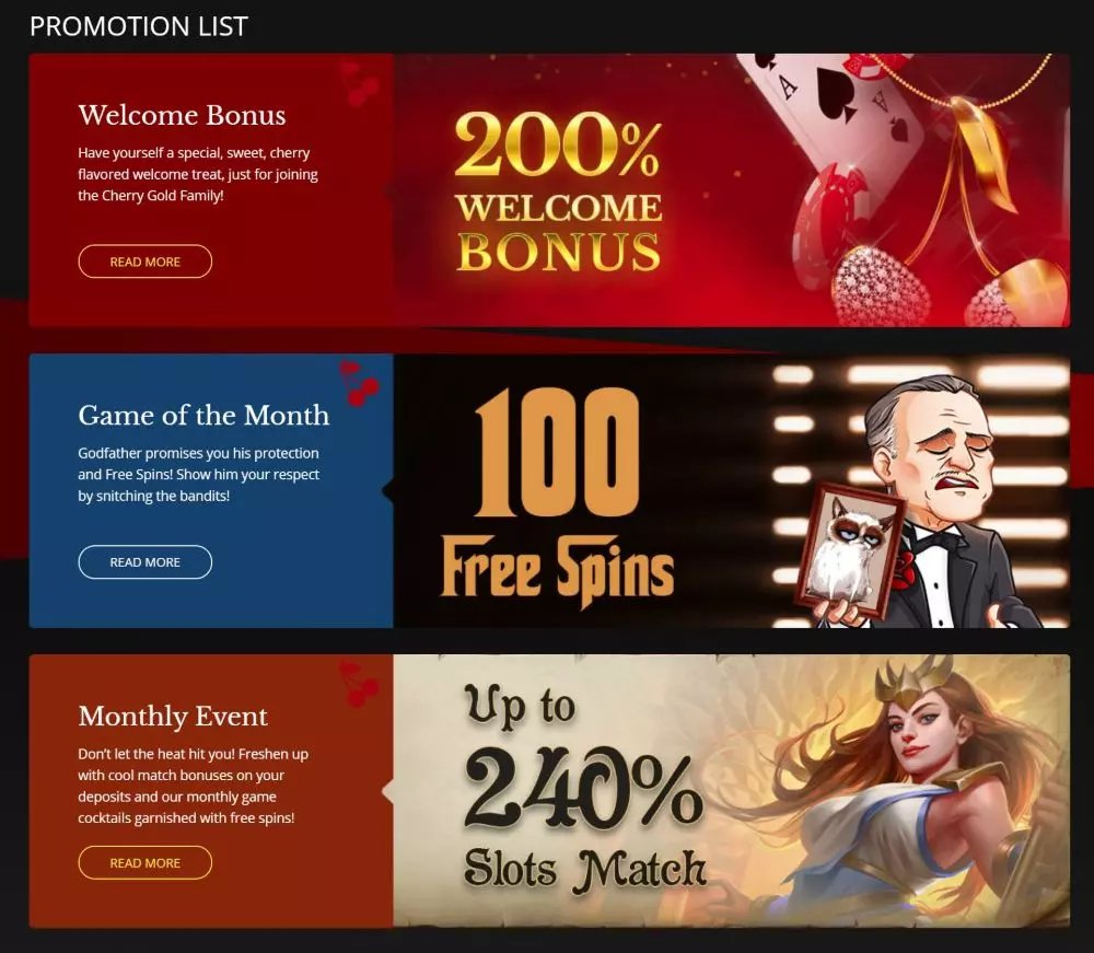 cherry gold casino bonus codes