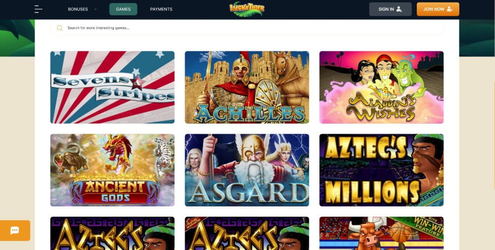 lucky tiger casino games