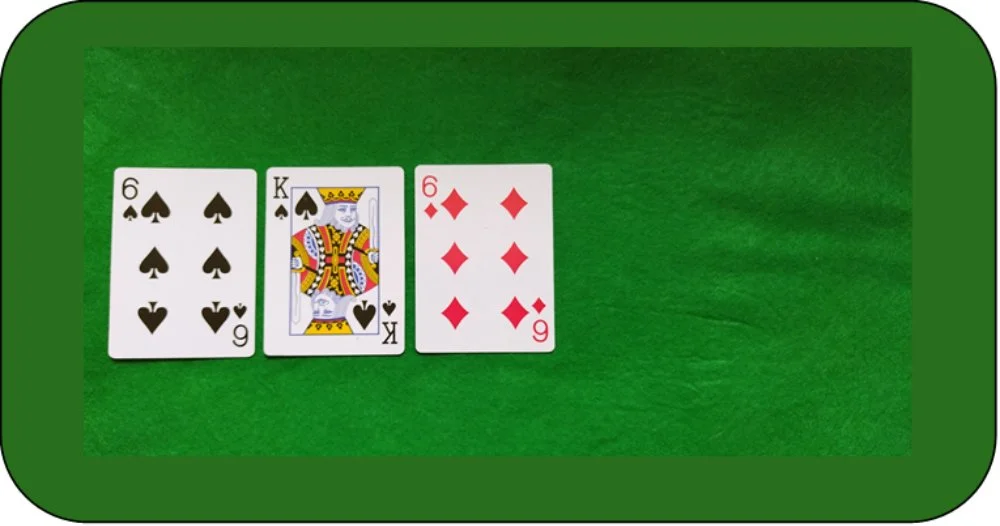 Texas Holdem flop showing three community cards