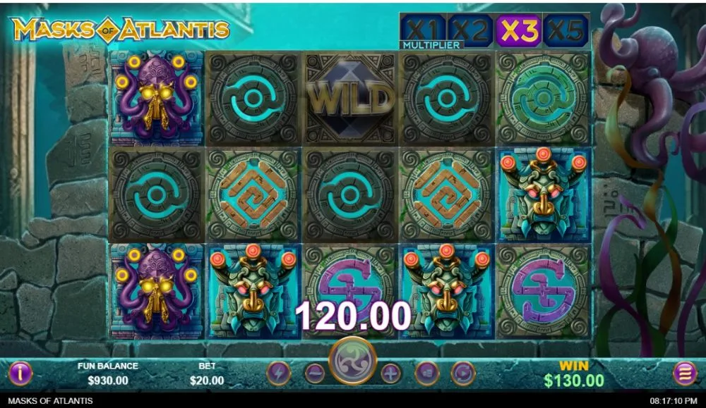 Masks of Atlantis slot cascading wins