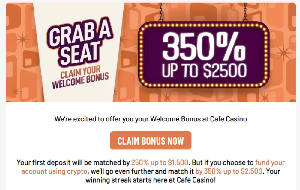 cafe casino welcom bonus
