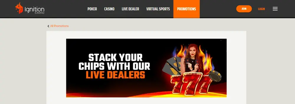 ignition casino live dealers jackpot bonus