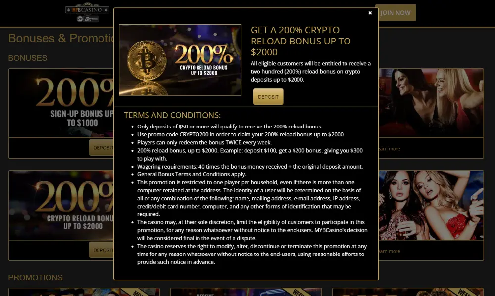 myb casino crypto bonus
