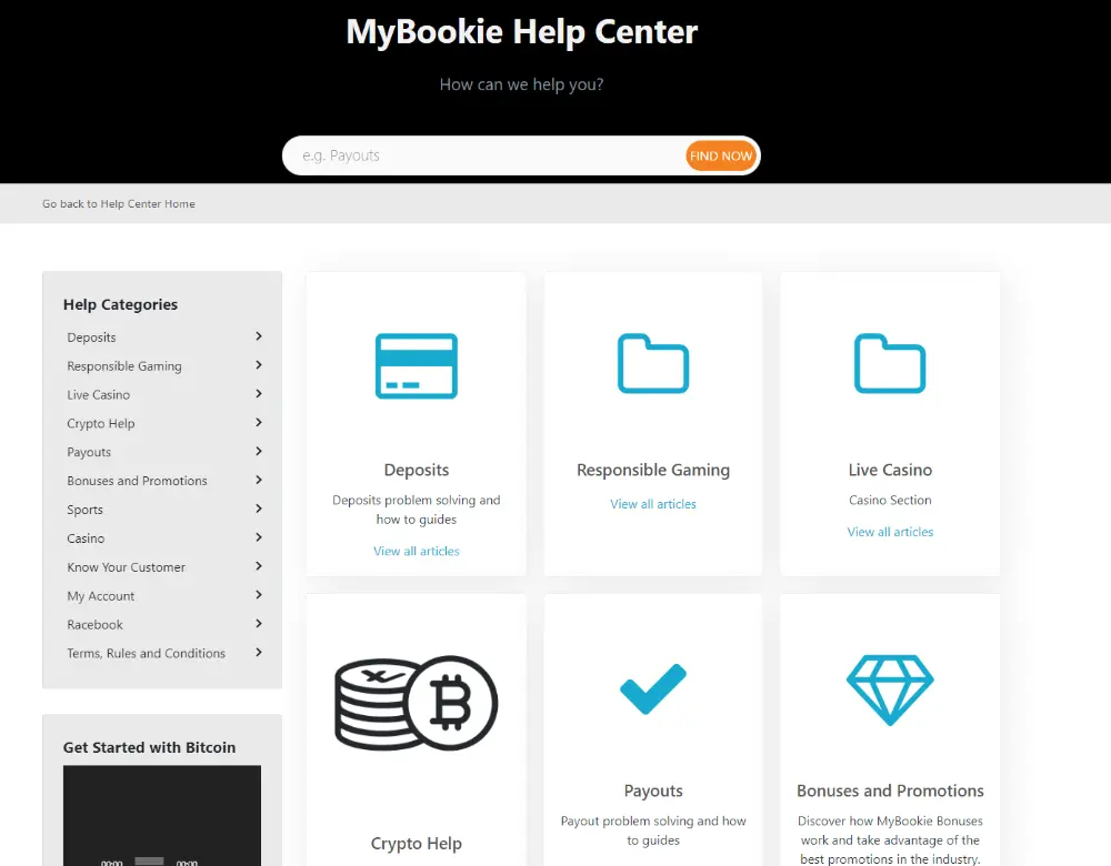 mybookie help center FAQ