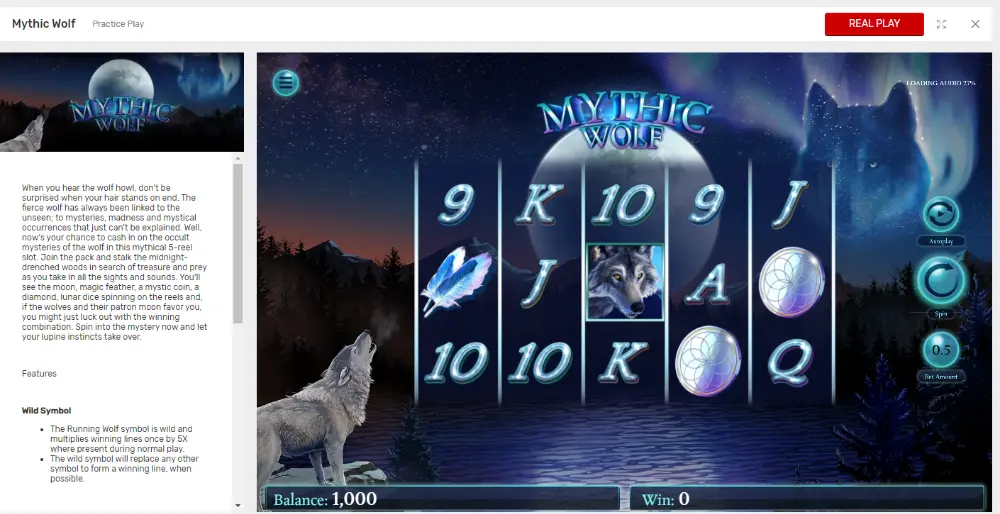 mysthic wolf slot gameplay