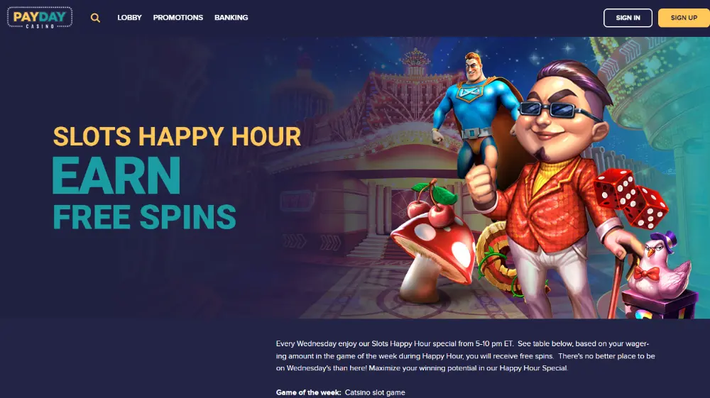 payday casino slots happy hours bonus