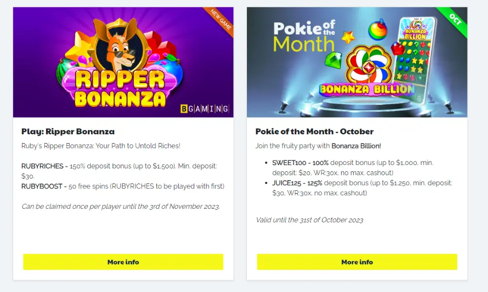 ripper casino bonanza bonus and pokie of the month