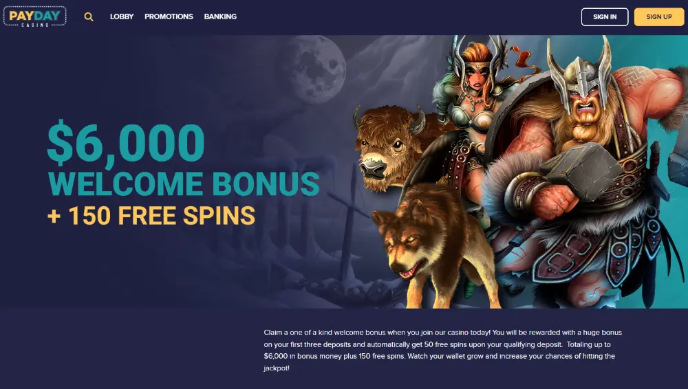 payday casino wlecome bonus