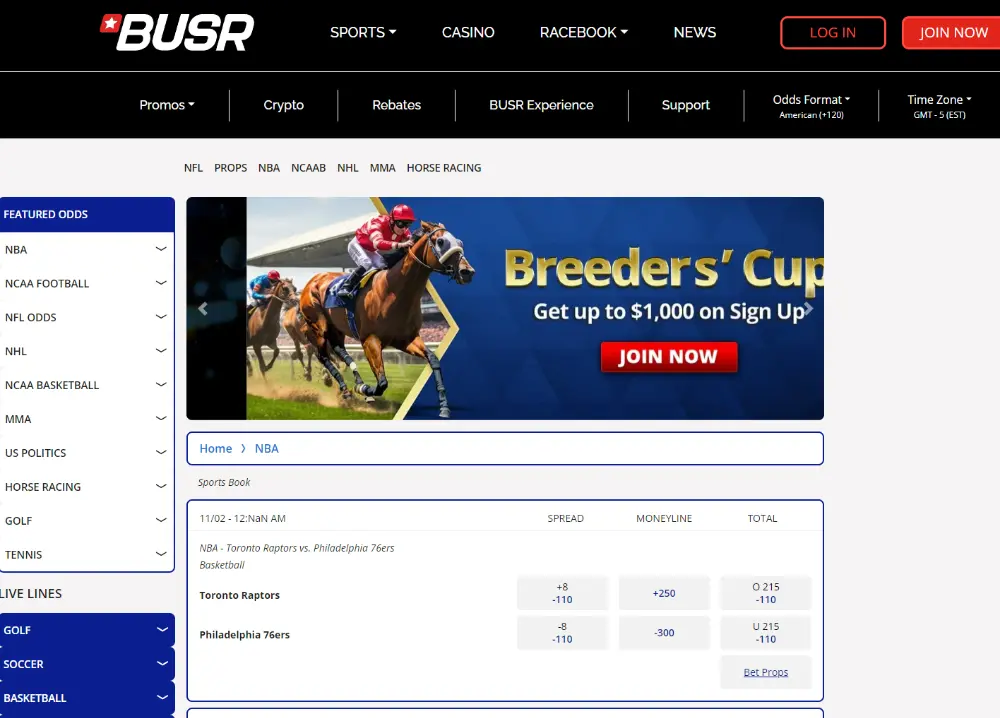 busr sports betting page