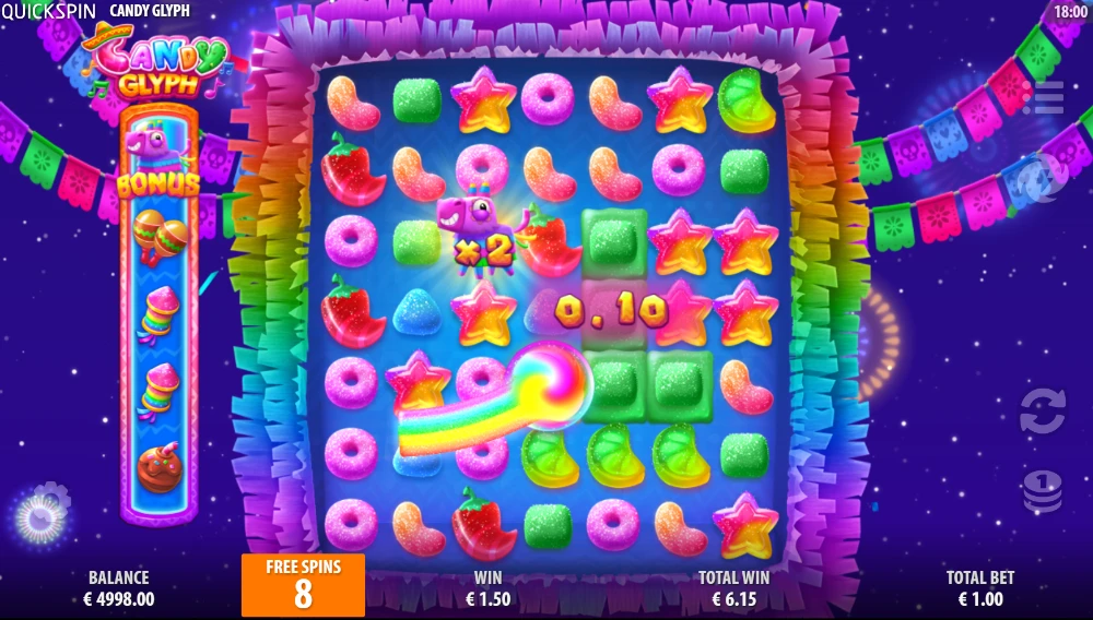 candy glypth free spin mode