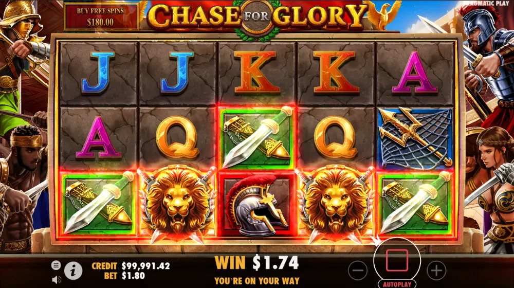 chase for glory slot win