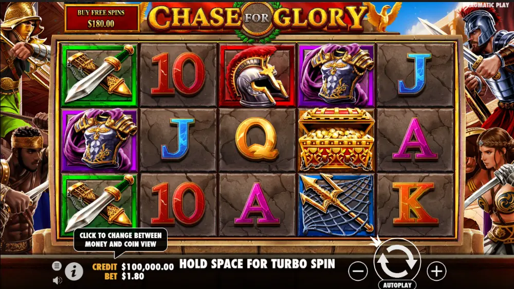 chase for glory slot gameplay