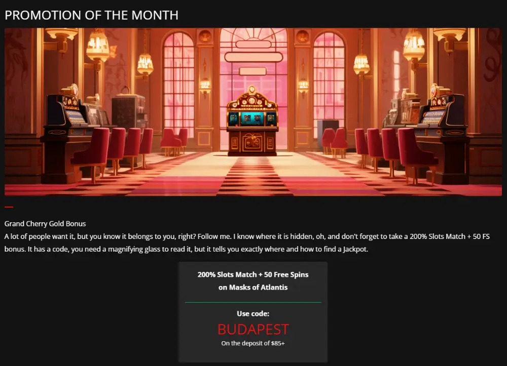 cherry gold casino promotion of the month