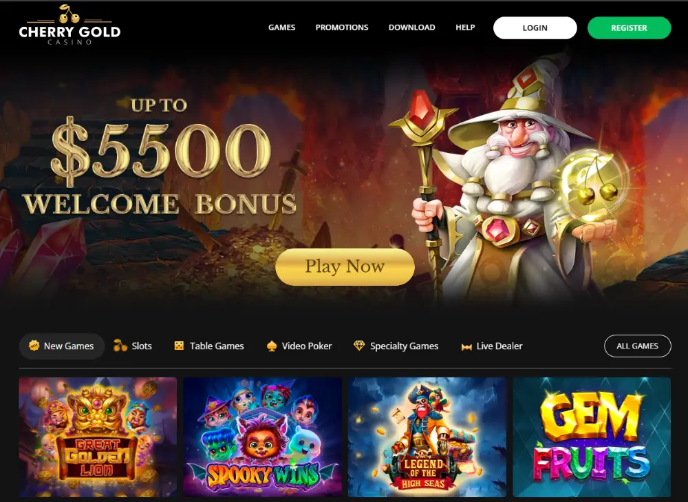 cherry gold casino home page