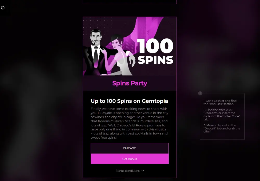 el roayle 100 spins bonus