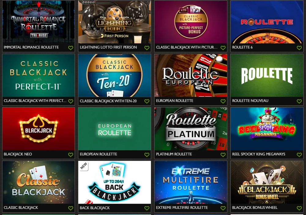 G'Day Casino table games and video poker lobby