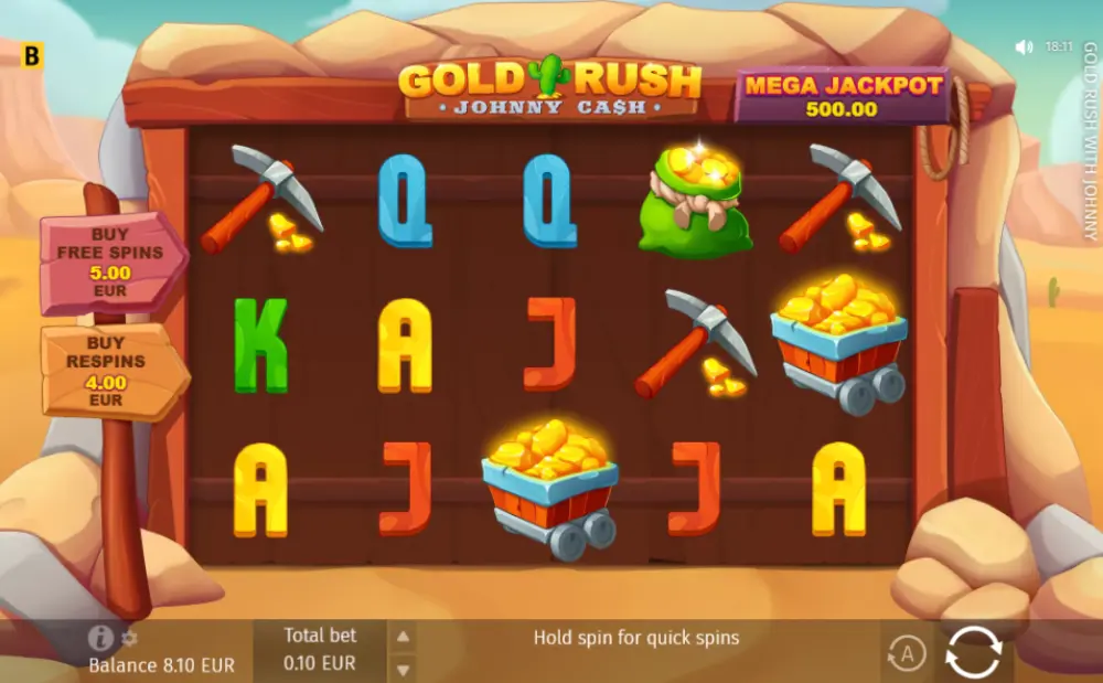 gold rush johnny cash slot gameplay