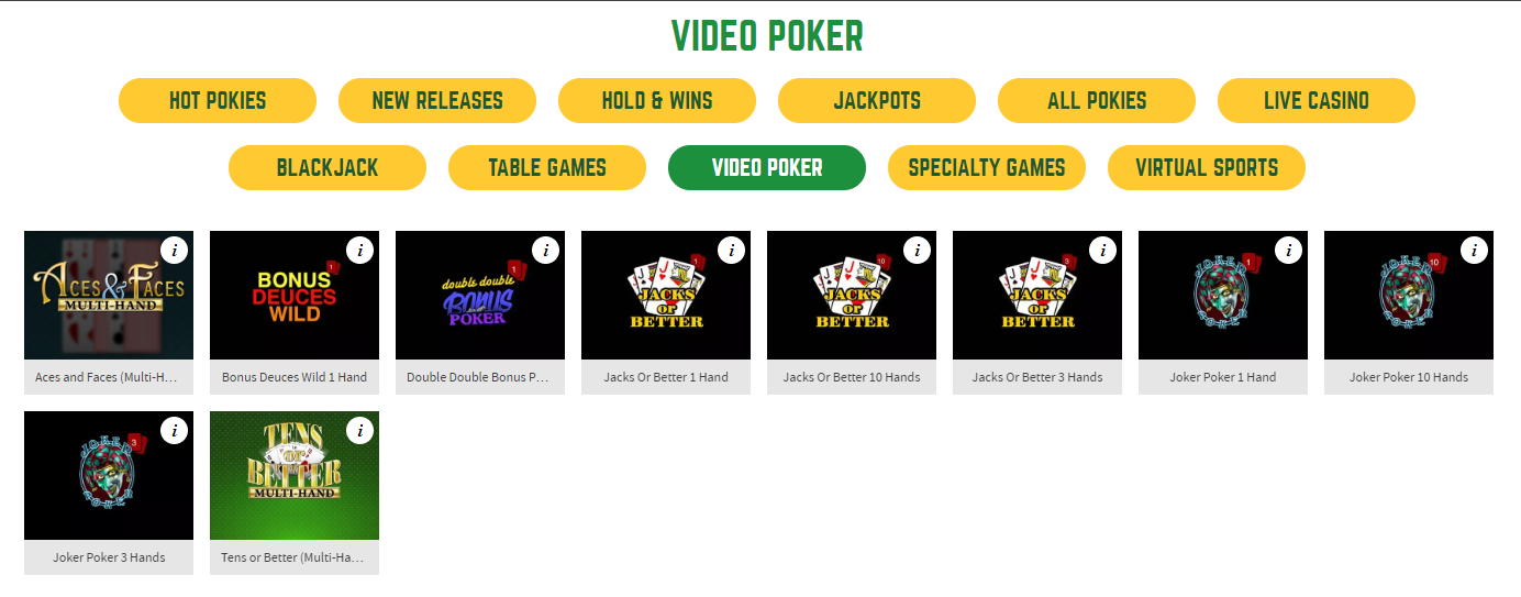 joe fortune video poker games