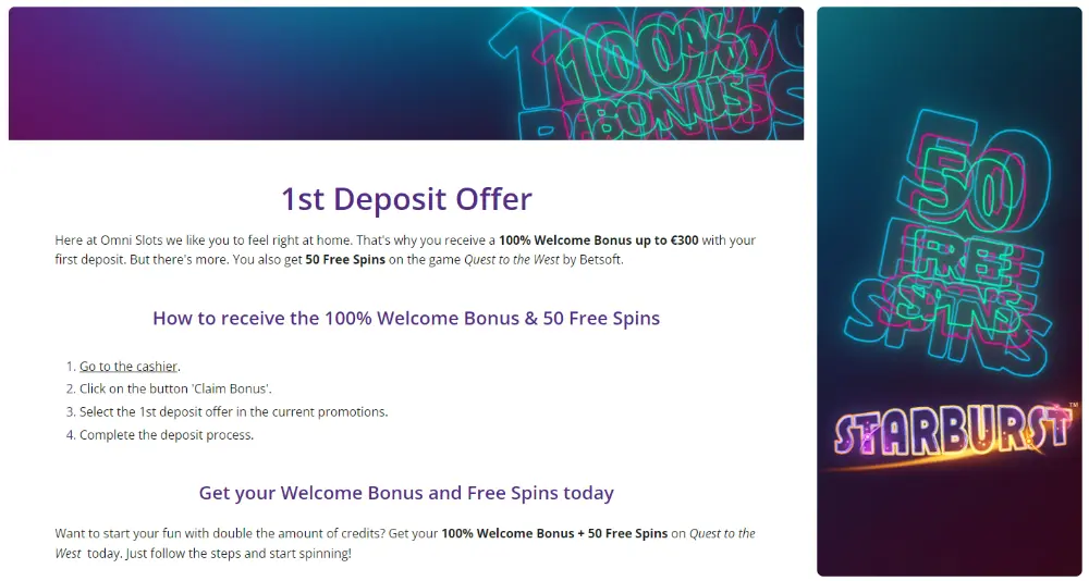 omni slots welcome bonus