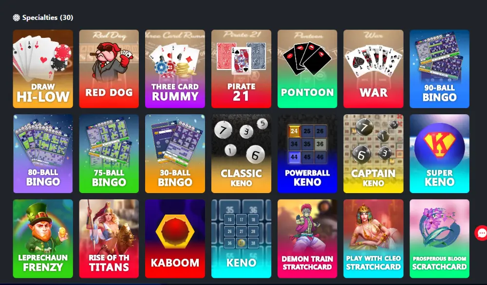 red dog casino specalty games lobby