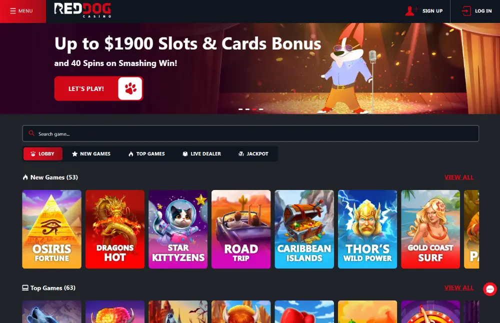 red dog casino new homepage