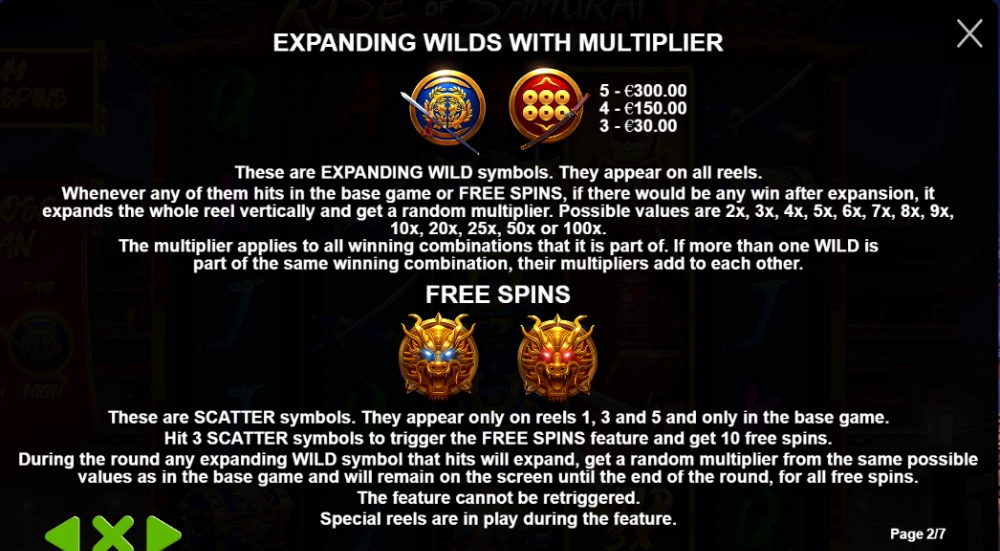 samurai 4 slot expanding wilds