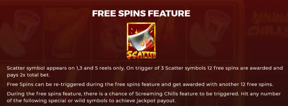screaming chillies free spins
