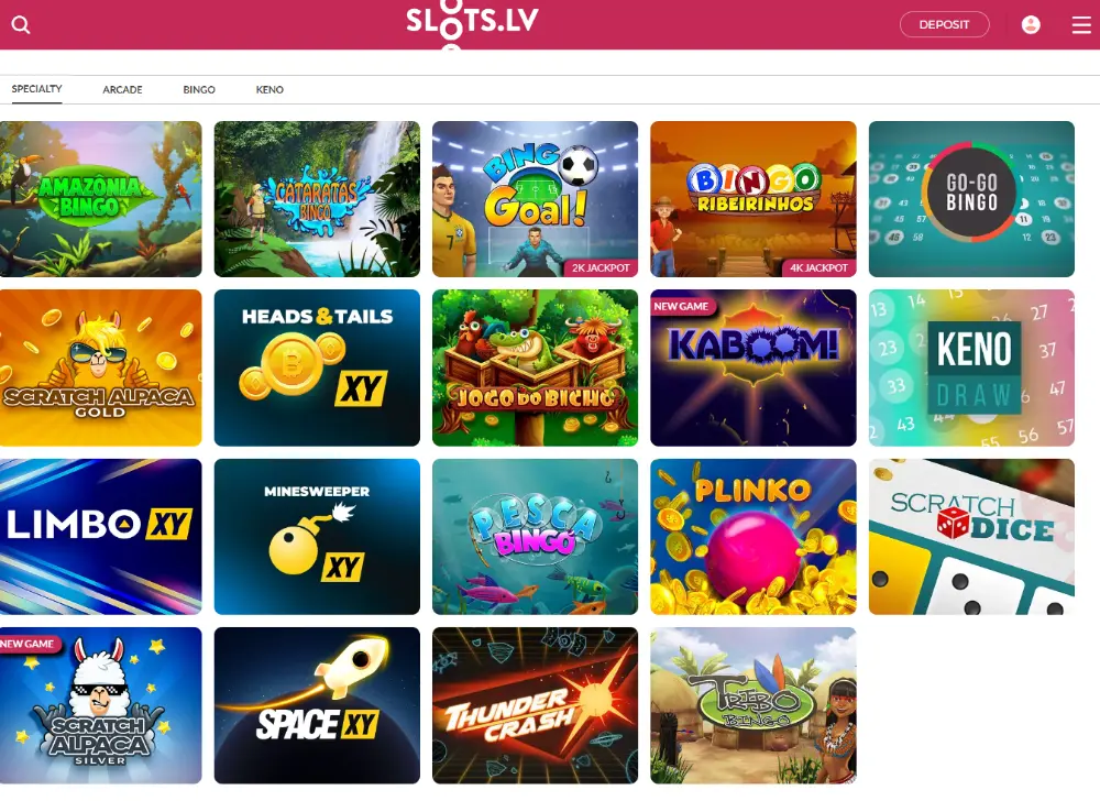 slots lv specialty games lobby