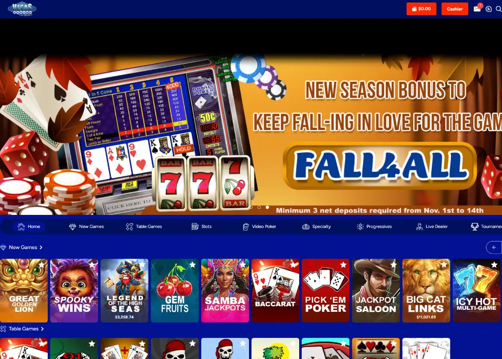 vegas casino online casino games page