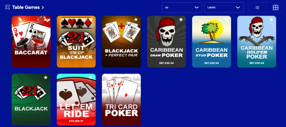 vegas casino online table games lobby