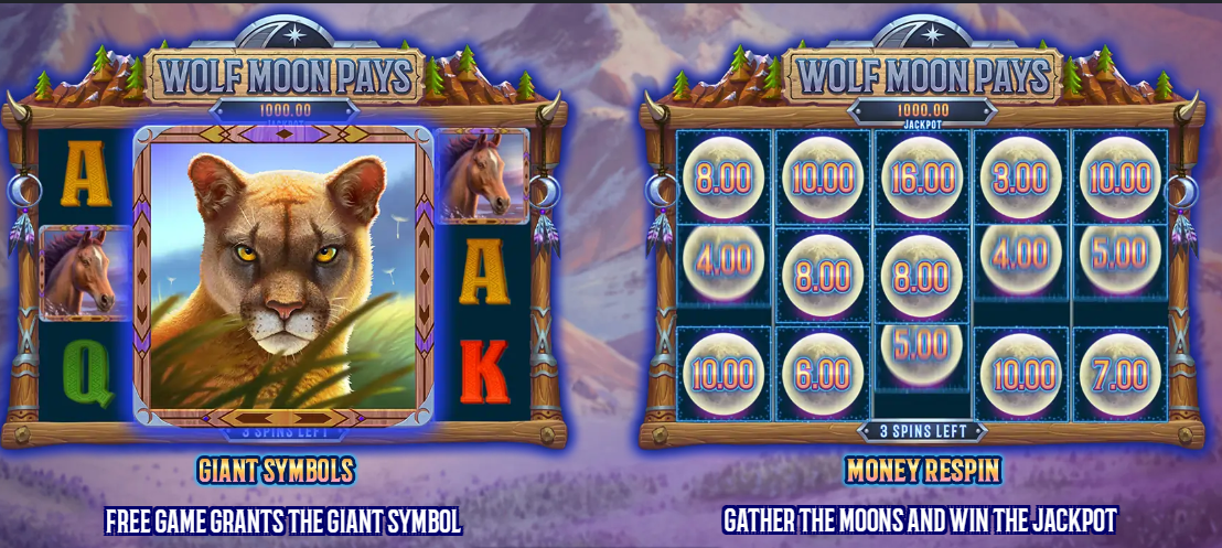 wolf moon pays slot features