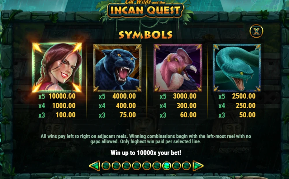 incan quest paytable