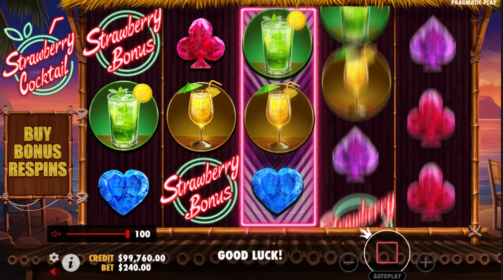 strawberry cocktail slot spin