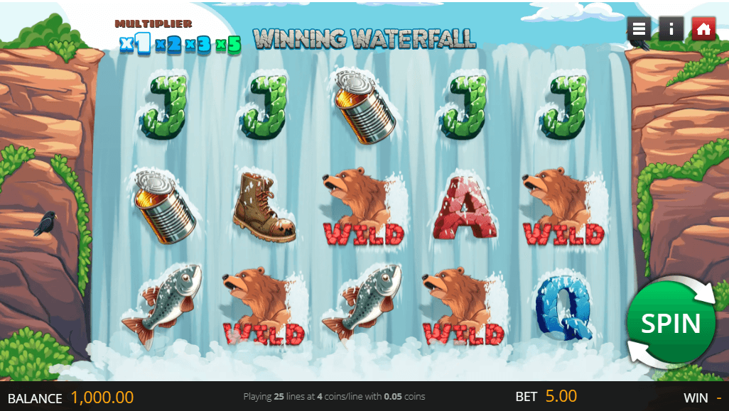 Winning Waterfall Slot Interface