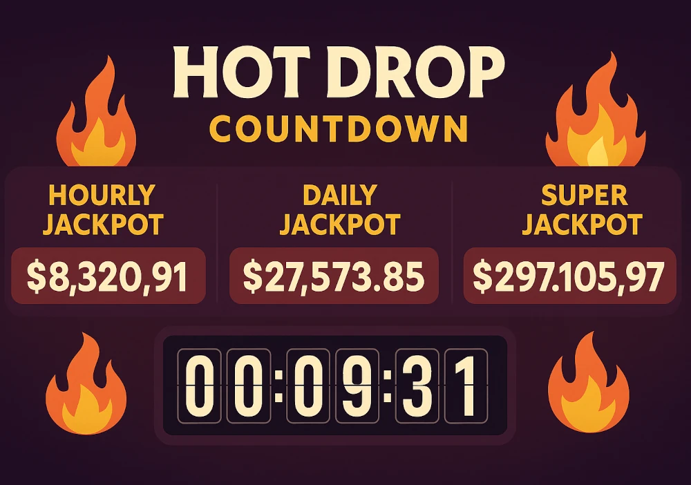 Hourly daily and super jackpot countdown display