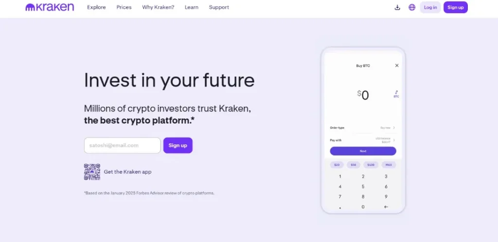 kraken crypto exchange home screen