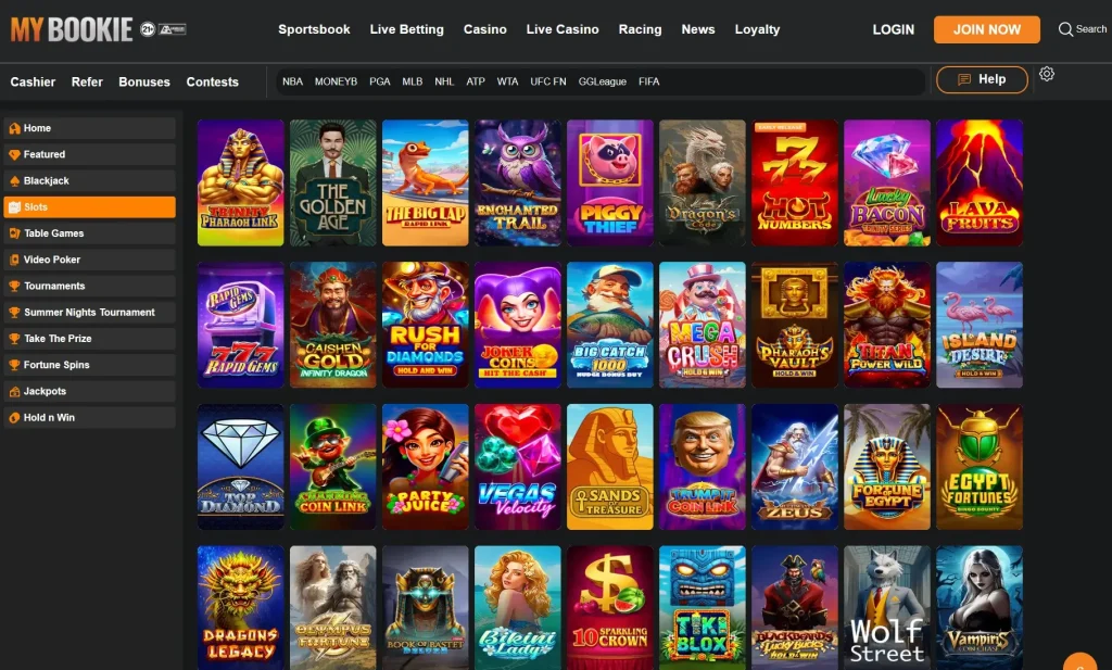 MyBookie Casino slots section