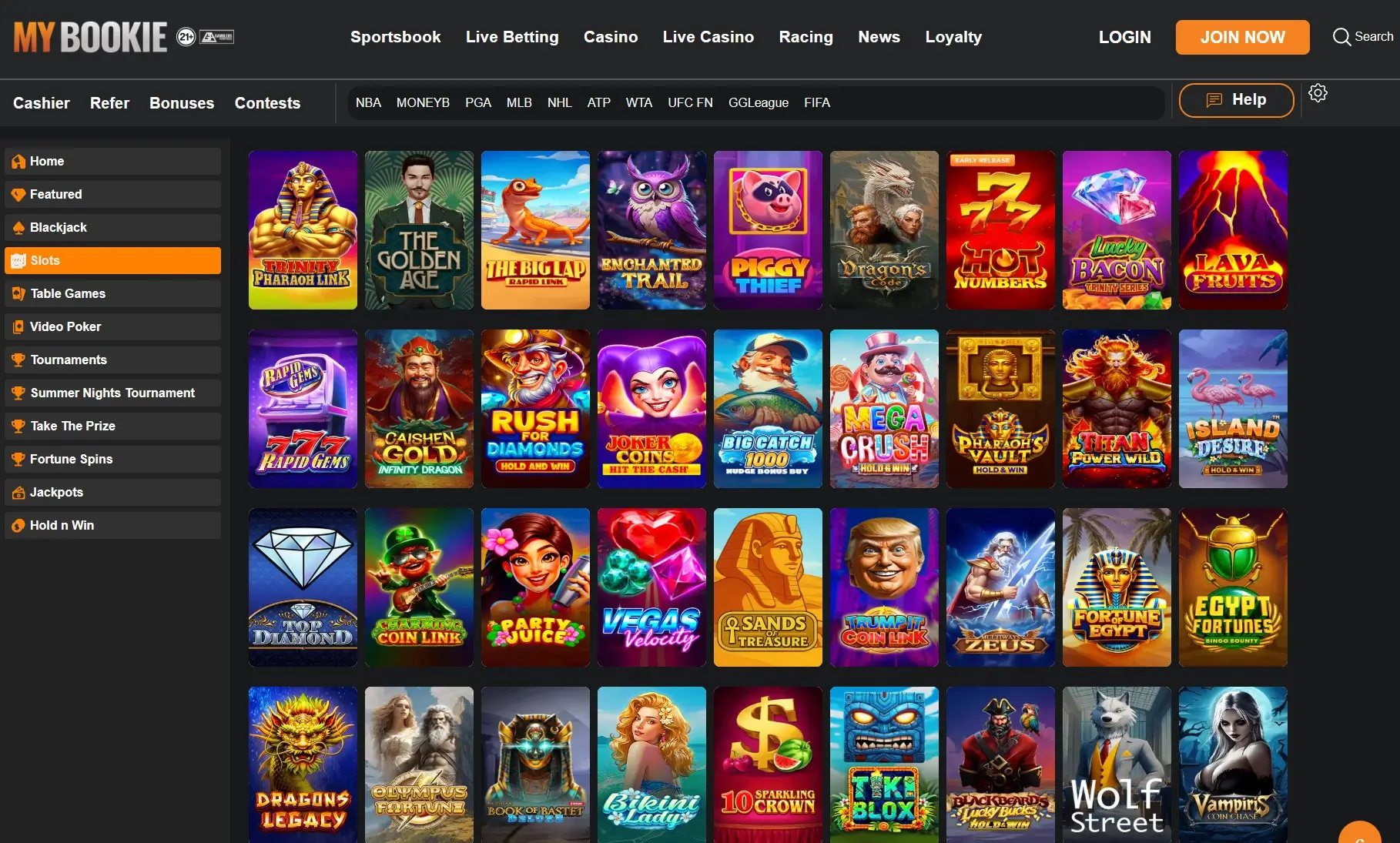 mybookie casino slots lobby area