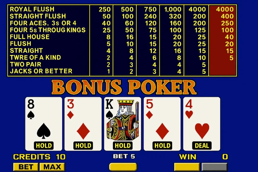 Bonus Poker Deluxe game screen
