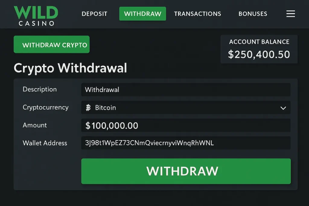 wild casino crypto withdrawal