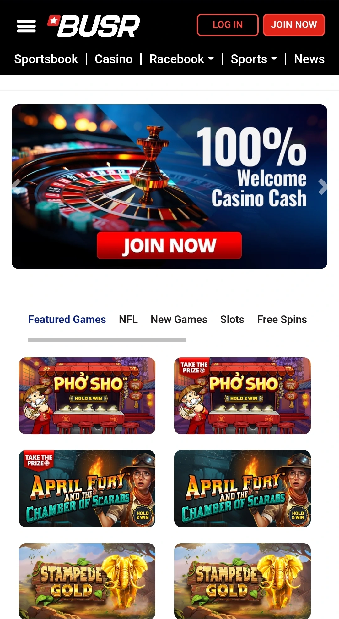 BUSR Casino Mobile Look