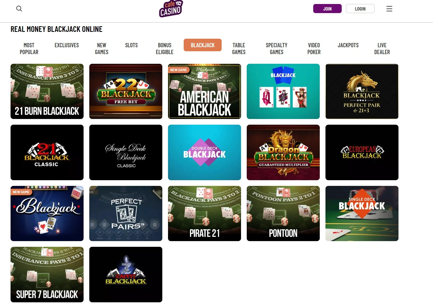 Cafe Casino Table Games
