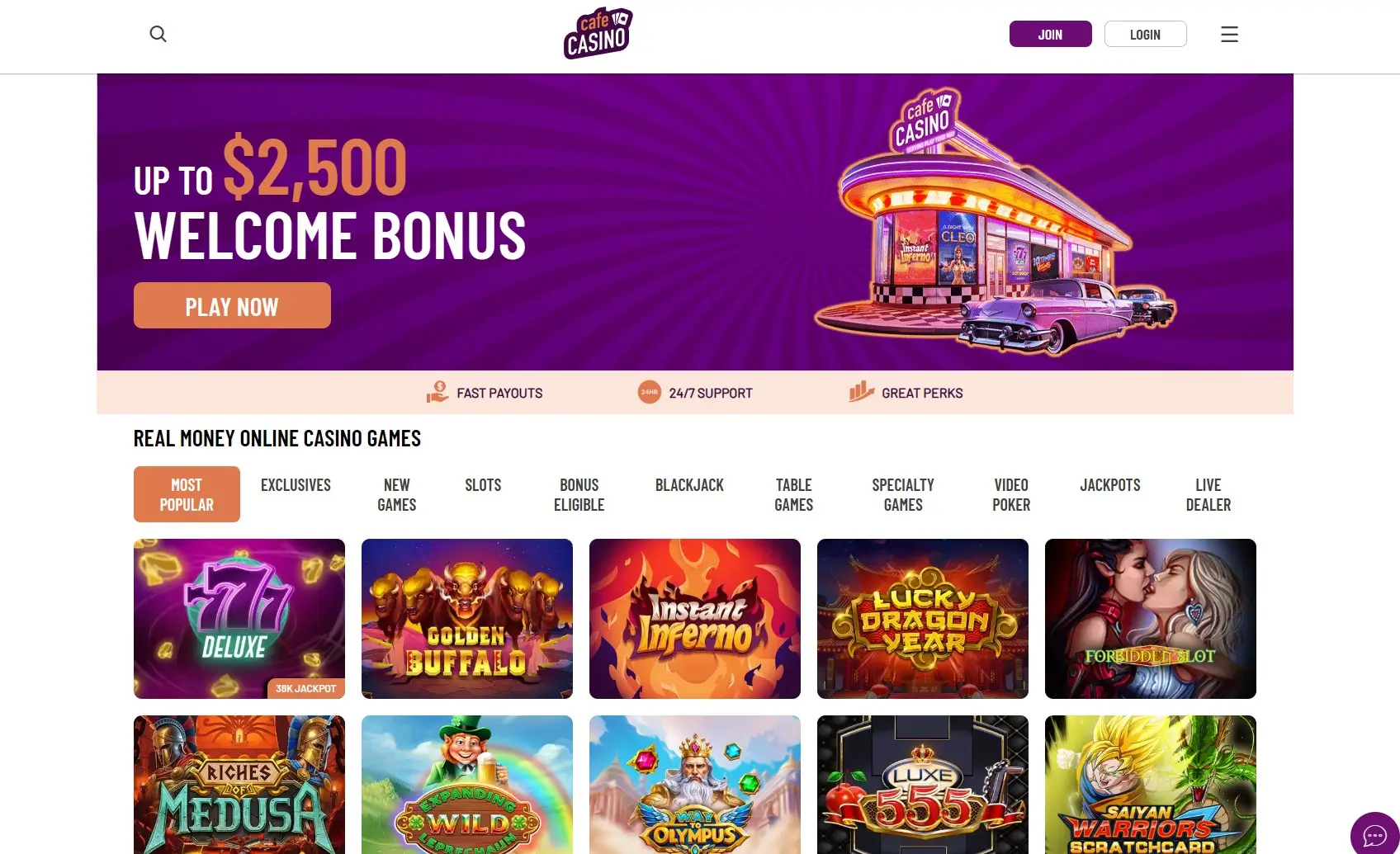 cafe casino home page