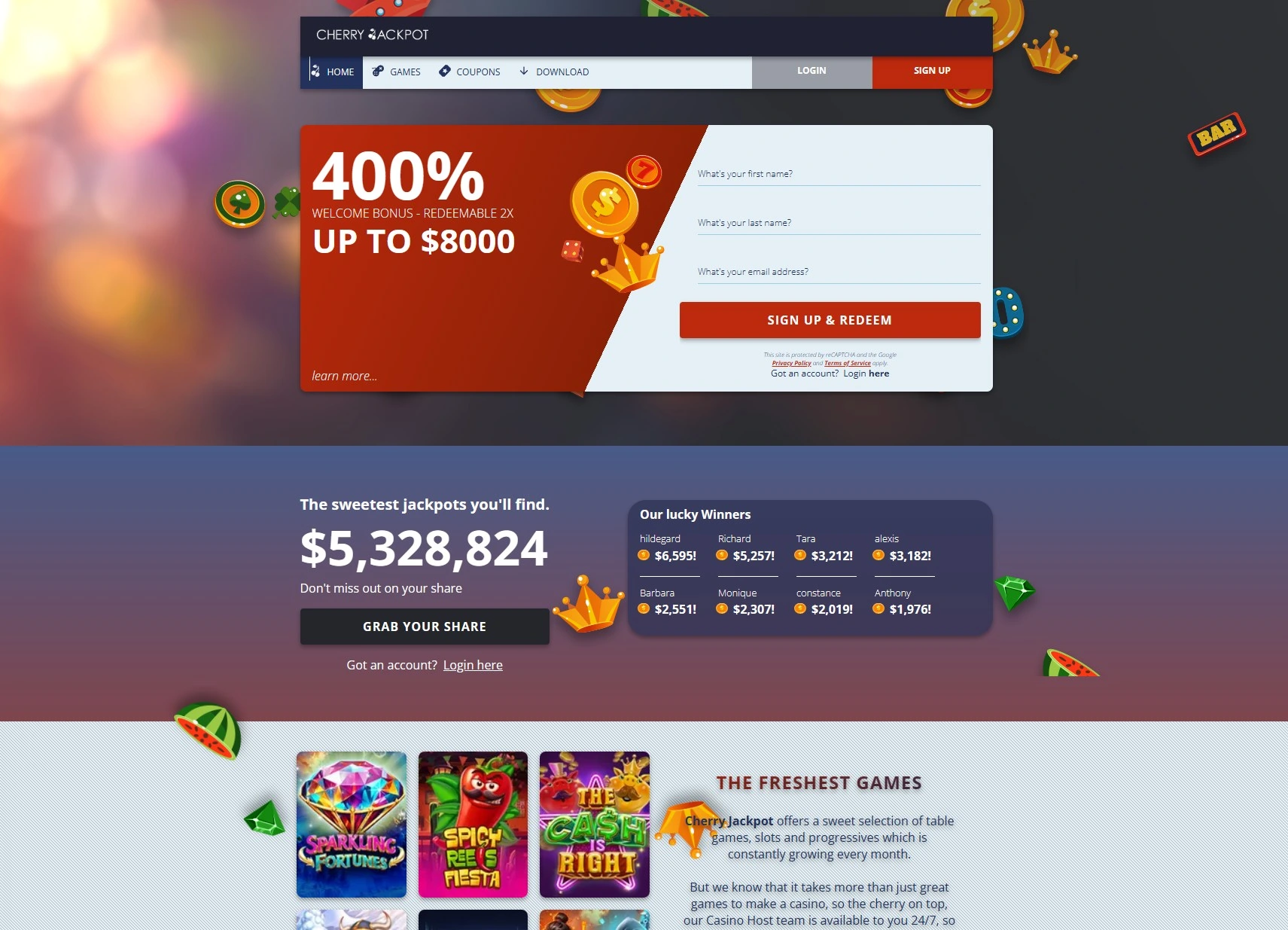 Cherry Jackpot Interface