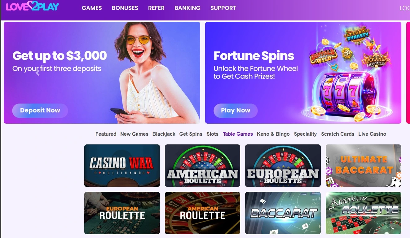 Love2Play live roulette tables