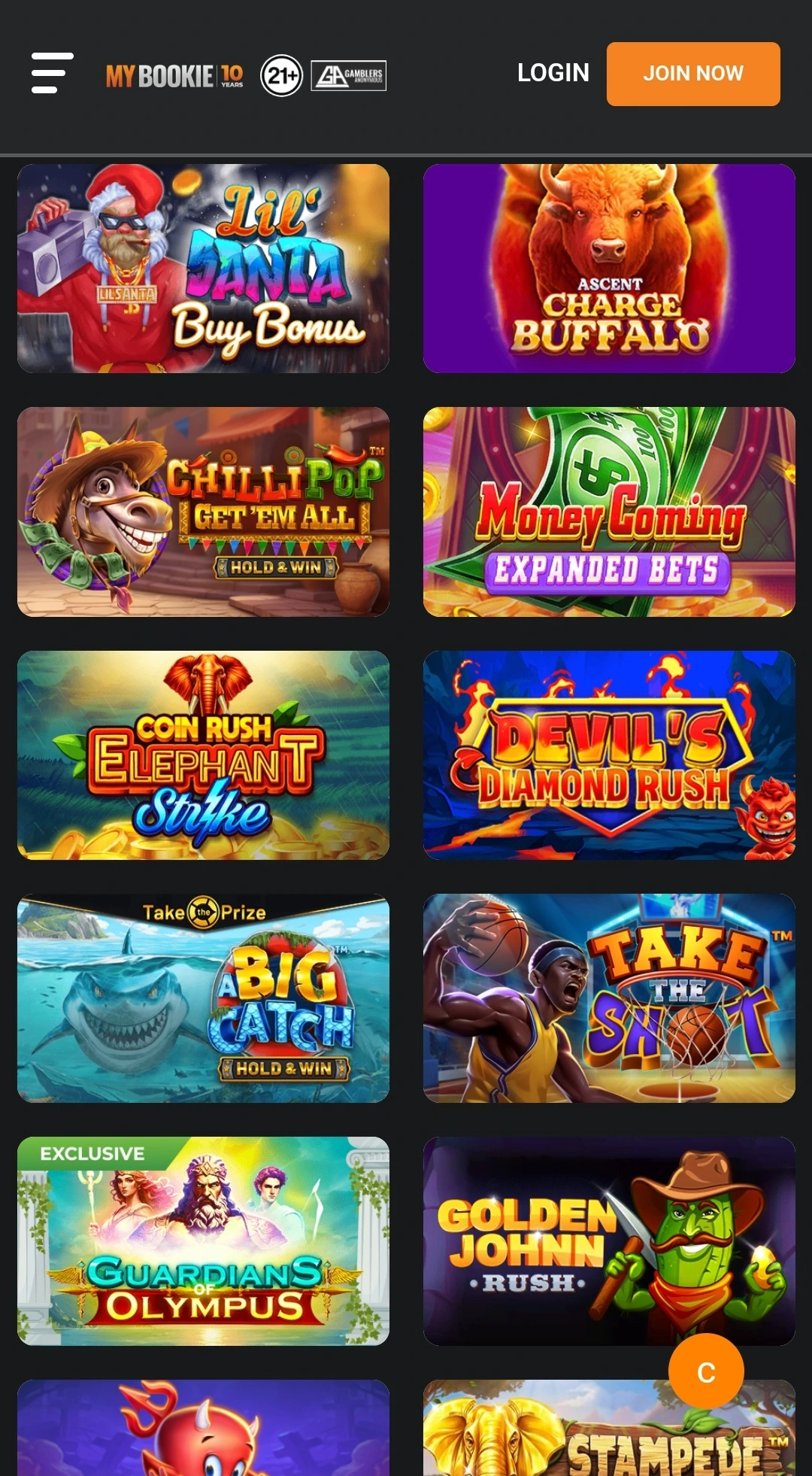 MyBookie App Interface